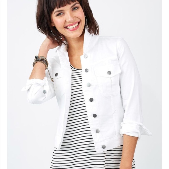 kut from the kloth white denim jacket